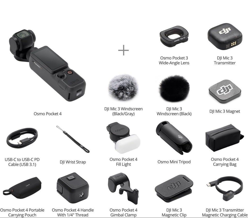DJI Osmo Pocket 4 Creator Combo | 4K 240fps Handheld Vlogging Pocket Camera